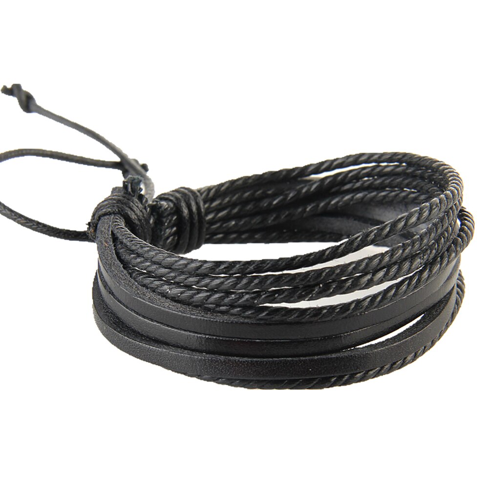 Pulseira de couro unissex, pulseira de couro da moda, para homens e mulheres, multi-camada de couro falso, trançado à mão, decoração de pulso para casais