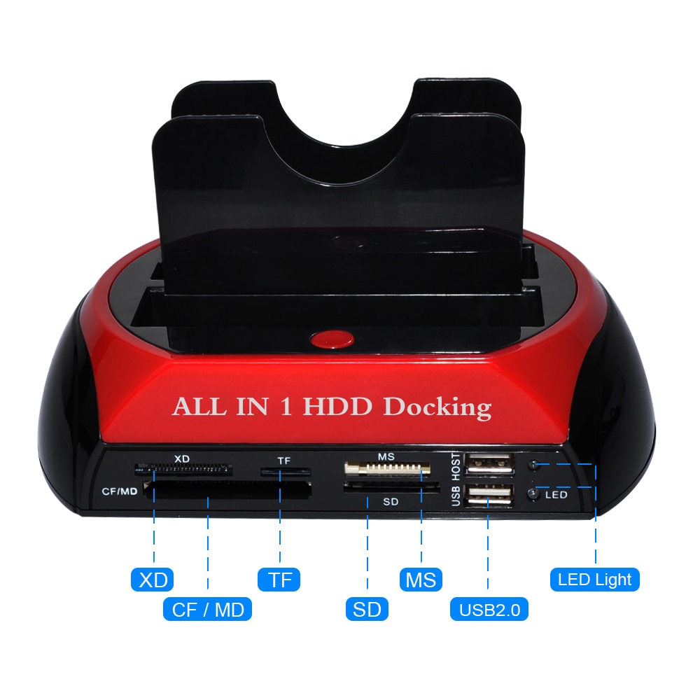 2.5 ''3.5'' 2 IDE 1 SATA USB2.0 double disque dur externe double Station d'accueil Clone copie OTB HUB lecteur