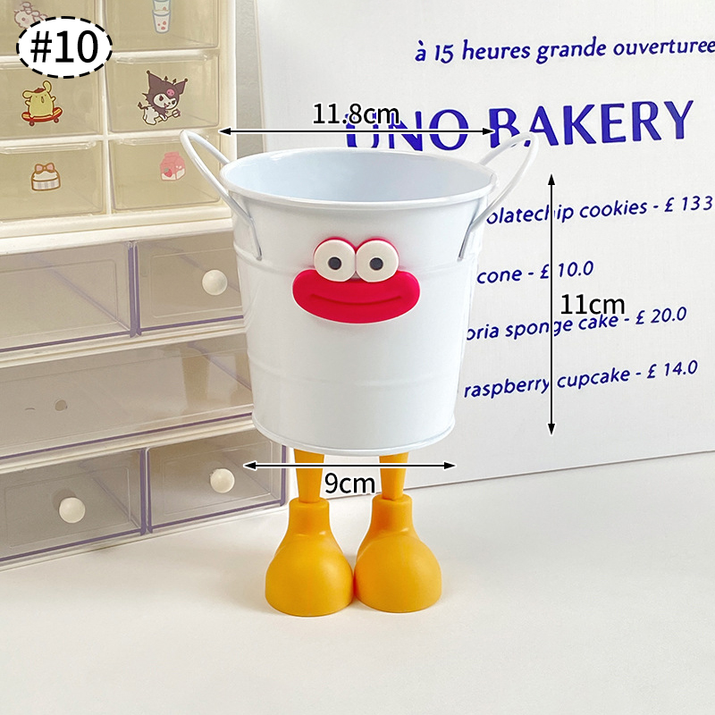 Iron Bucket Box Big Mouth Large Capacity Iron Pen Holder Desktop Flower Pot Arrangement Dormitory Miscellaneous Storage Box: Burgundy