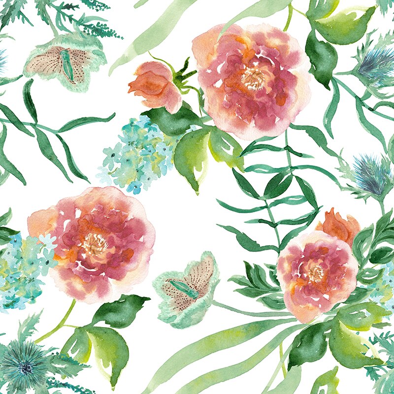 Polyester Fabric Custom Digital Printing Floral pattern Thin Stretch Cloth Upholstery DIY Bed Sheet Pillowcase Sewing Decoration: S0158 / 100X150