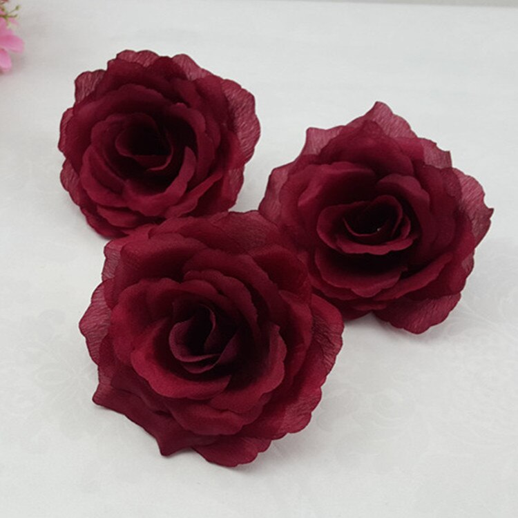 Fleur artificielle de 10cm 1 pièce | Fleur noire en soie toucher réel, tête de fleur, décoration bricolage pour fête de mariage familiale: Burgundy