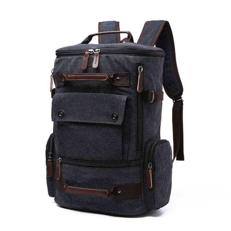 Mochila vintage de lona para hombre, bolso escolar de gran capacidad, para ordenador portátil, de