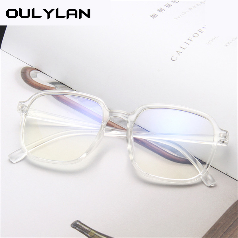 Oulylan montura transparente de anteojos para mujer Retro antiluz azul gafas de ordenador para hombres Trend monturas de gran tamaño para gafas