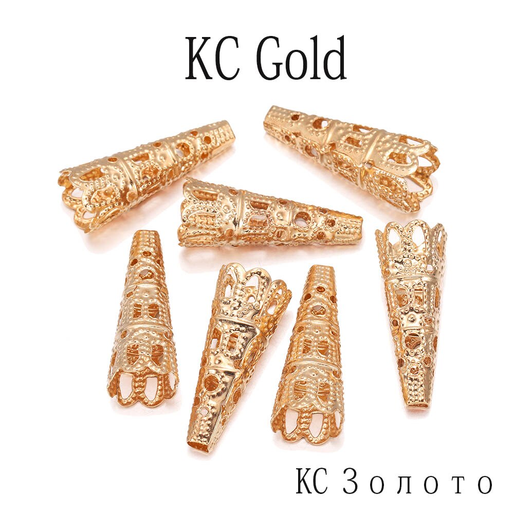 50pcs/lot Rhodium Alloy Bugle Cone Bead Caps Crystal Pendulum pendant End Cap For DIY Jewelry Making Supplies Findings: KC Gold