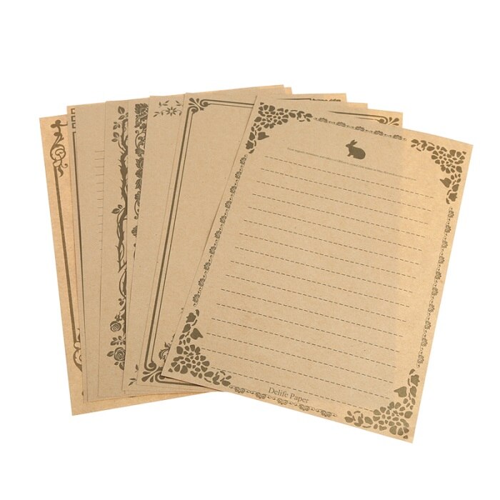 8 Sheets Vintage Retro Writing Stationery Paper Pad Note Letter Set D14: Kraft paper