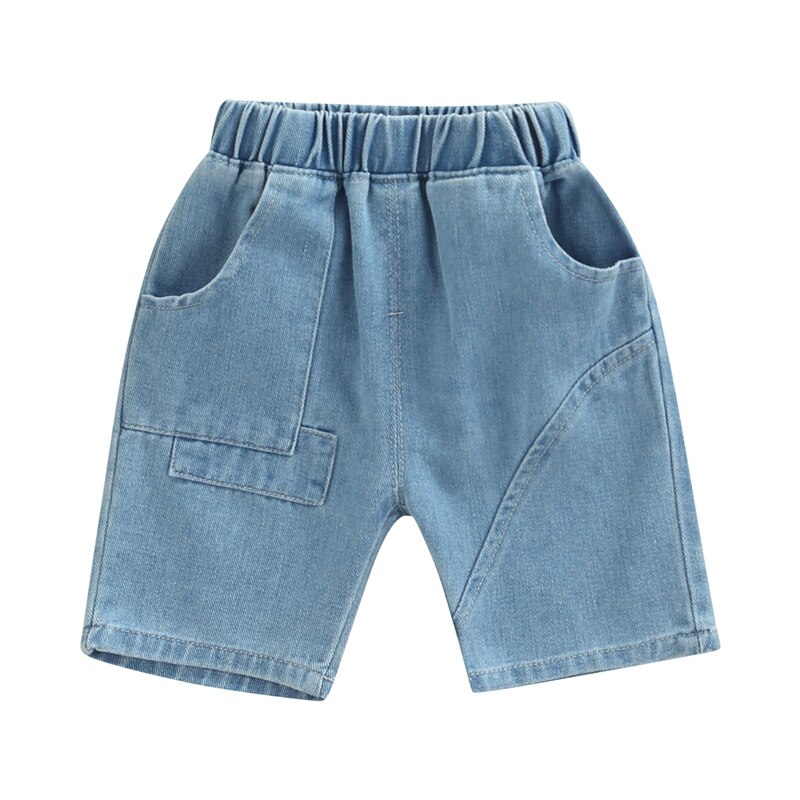 Blotona Little Boy Shorts, Elastic Waist Solid Color Denim Shorts with Pockets for Summer Spring Summer, 18Months-6Years: A2 / 4T