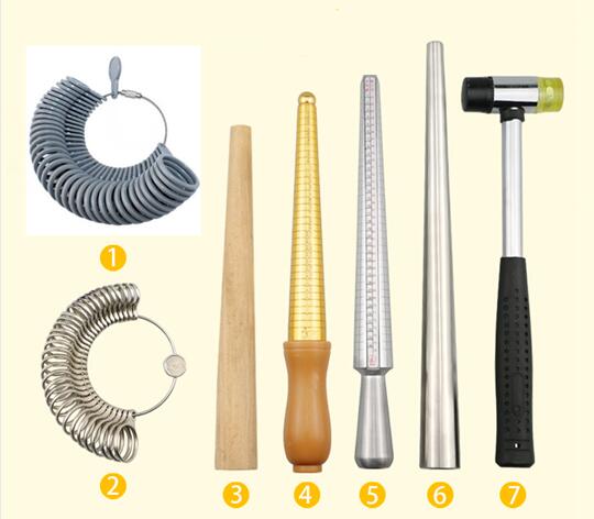 Metal Ring Sizer Set Measuring Rings Mandrel Finger Sizing Bracelet Measuring Mandrel Plastic Stick Sizer Jewelry Hammer Repair: B set