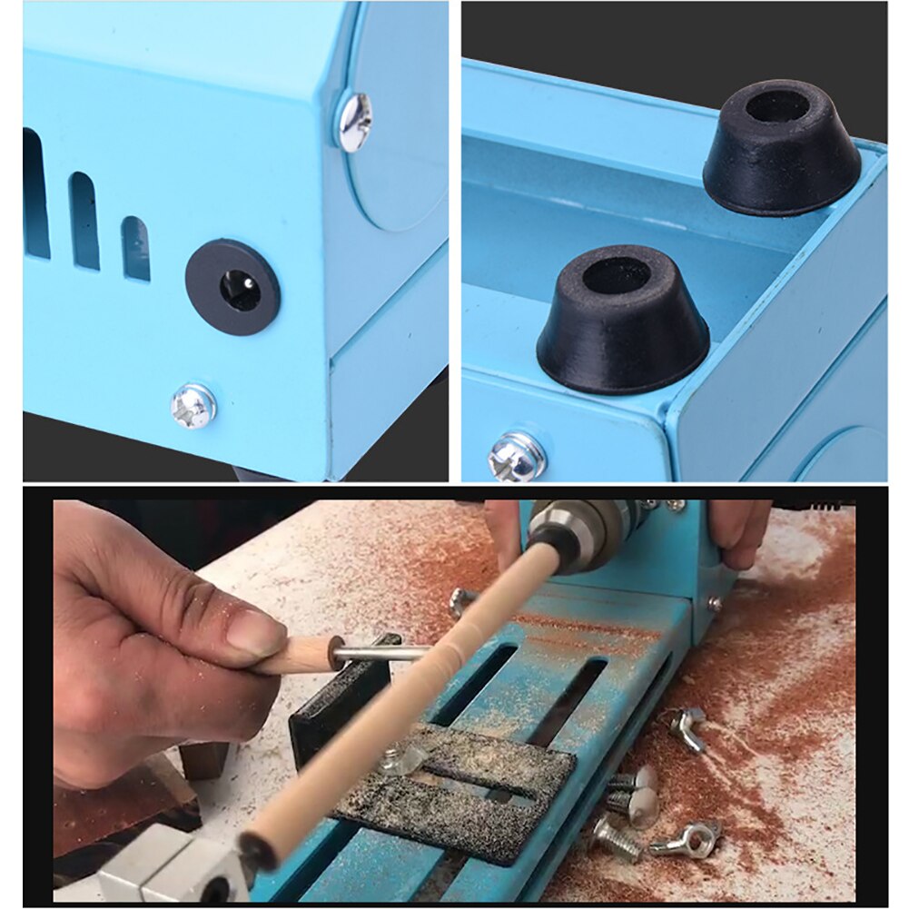 Mini Motorized Lathe Machine 12-24V 150W Lathe Beads Polisher Machine Machining for Table Woodworking Wood DIY Tool