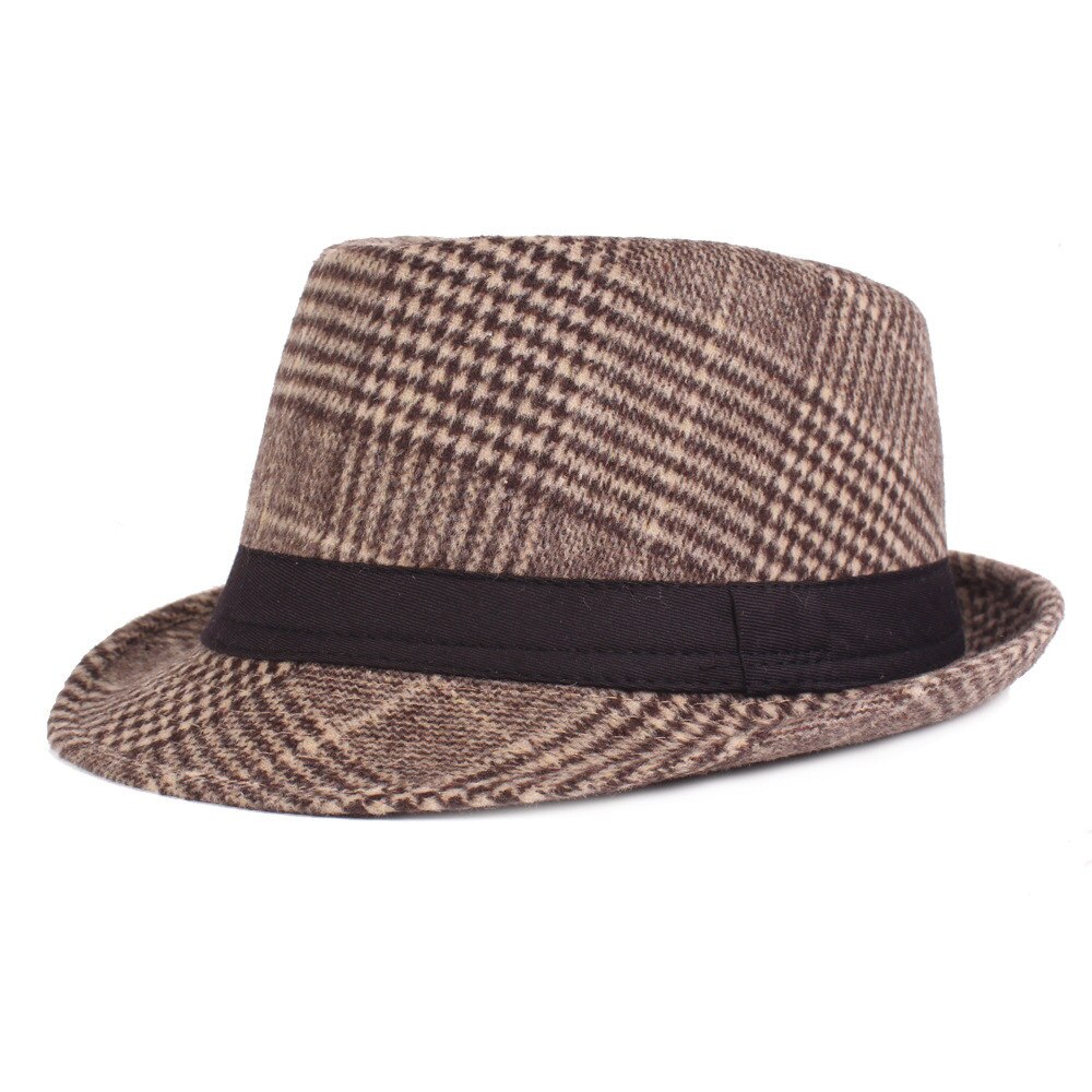 Mode mannen fedora damesmode jazz hoed Winter zwarte wollen blend cap outdoor ongedwongen hoed gorras: 2