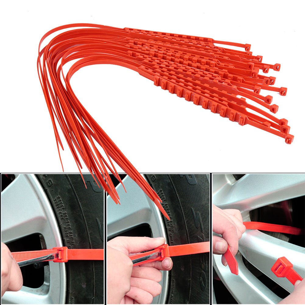 20 piezas de Nylon antideslizante para camión, cadenas de neumáticos de nilón, Snow Mud, Cable de la correa de neumáticos de seguridad para coche con guantes, accesorios para el coche, picos para neumáticos nuevos