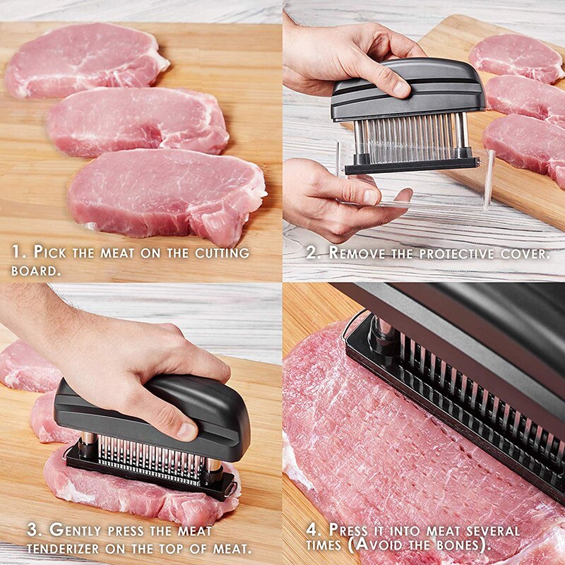 48 Blades Needle Meat Tenderizer Stainless Steel Knife Meat Beaf Steak Mallet Meat Tenderizer Hammer Pounder Kitchen Cook Tools