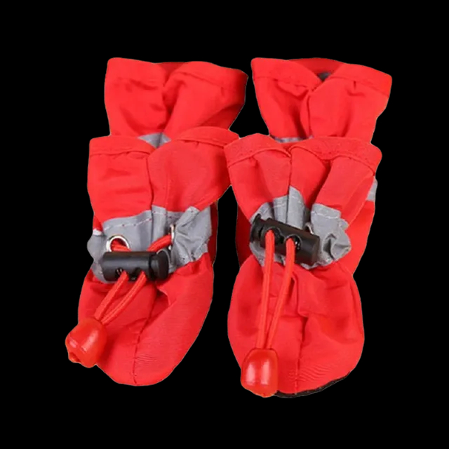 Chaussures imperméables pour animaux de compagnie, bottes de pluie anti-brûlure, chaussures pour chiens, chihuahua, petits chats, chiots et chiens, 4 pièces par ensemble: S / Rouge