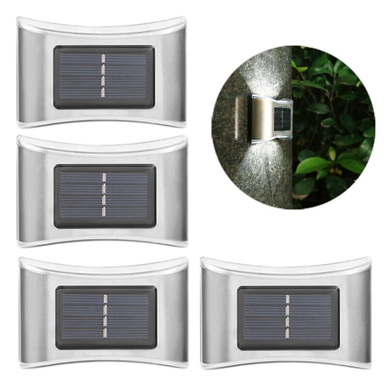 Solar Outdoor Wall Light Up and Down Outdoor Waterproof for Balcony Patio Courtyard Fence Lamps Garden Decor Solar LED Wall Lamp: 4pc white light