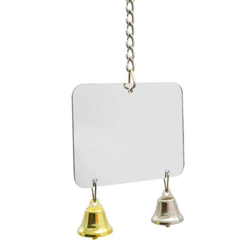 Pet Parrot Toy Resistant Pet Parrot Bird Mirror Silver Acrylic Pet Toy Bird Nest Accessory: Rectangle