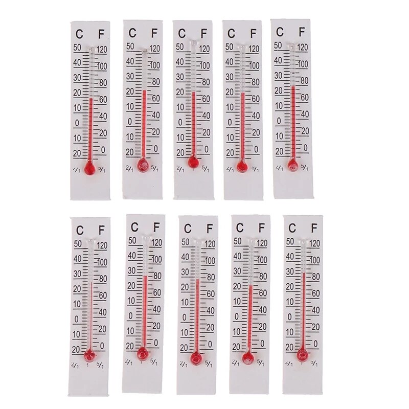 Termómetro de papel en miniatura para interiores y exteriores, herramienta de medición de temperatura para jardín, hogar, garaje y oficina, 1/10 piezas: 8X1.5cm 10PCS