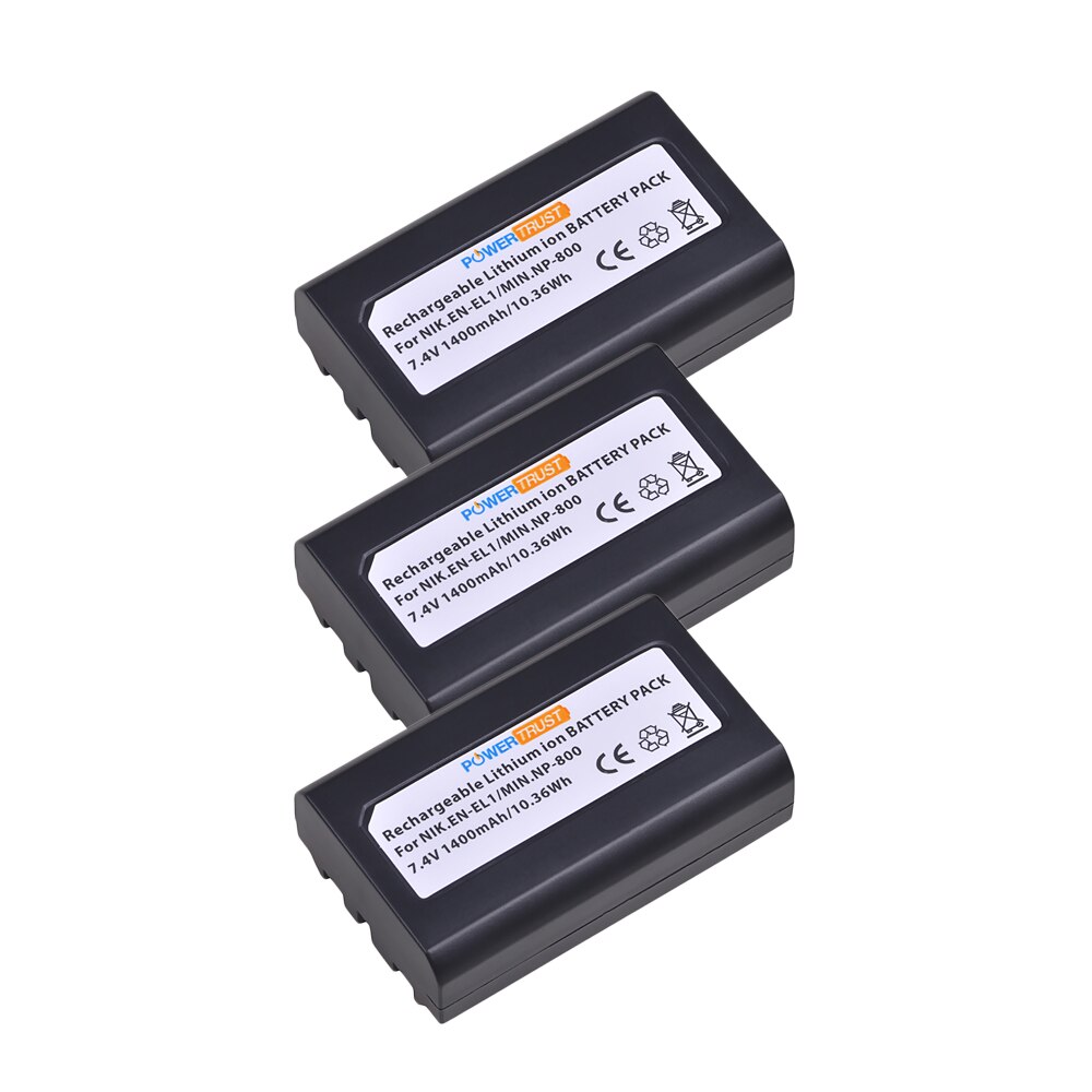 PowerTrust EN-EL1 ENEL1 Battery 1400mAh for Nikon EN EL1 CoolPix 4300 5400 8700 500 775 880 885 990 995 Bateria