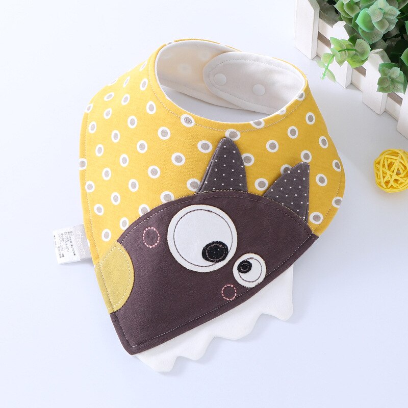 Baby Bibs Waterproof Triangle Cotton Cartoon Child Baberos Bandana Bibs Babador Dribble Bibs Newborn Slabber Absorbent Cloth: Yellow