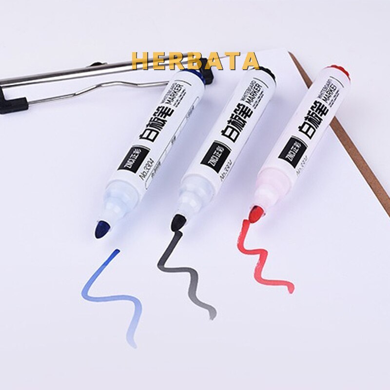 10 Stks/pak Tweekoppige Note Pen Whiteboard Pen Uitwisbare Schrijven Whiteboard Marker Speciale Pen Rood Blauw Zwart Water-gebaseerd Pen