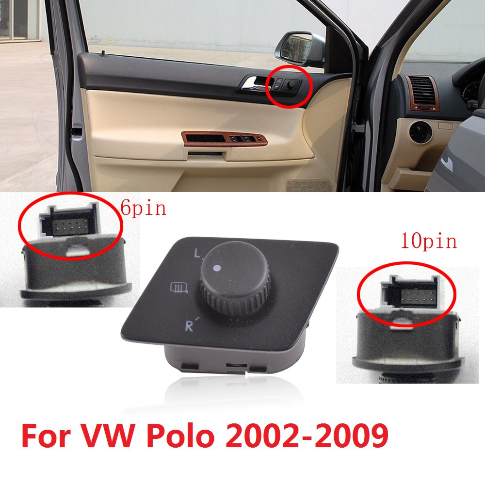 CAPQX Rearview Mirror Adjust switch Knob For VW Polo 2002 2003 2004