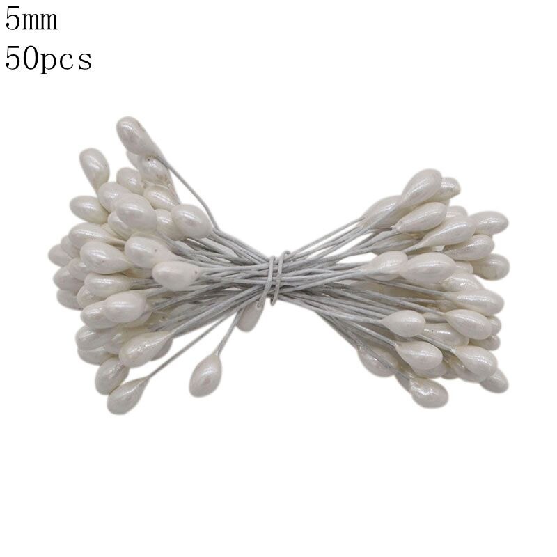 Artificial Flower Mini Stamen White Glass Berries Stamen For Wedding Party Home Decoration DIY Wreath Handmade Craft Accessories
