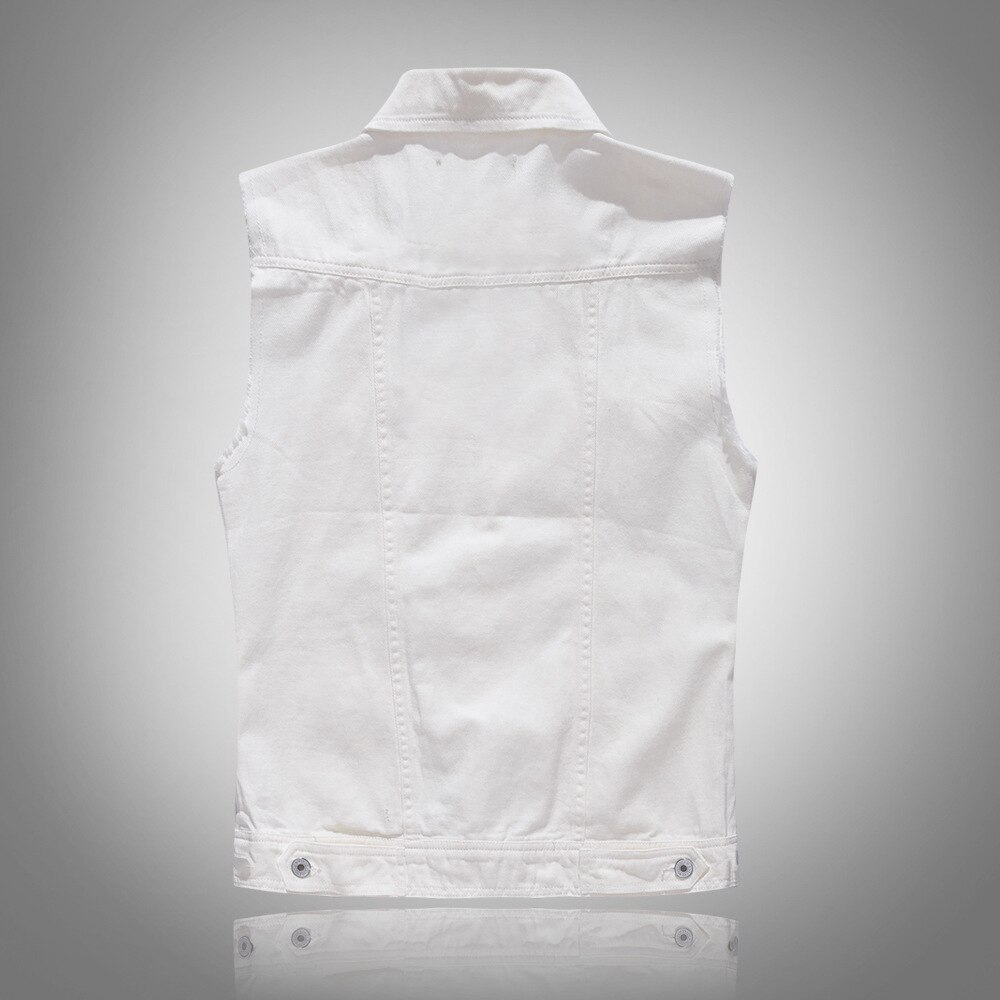 Autunmn Jean Jacke männer Denim Weste Jean Mäntel Weste Männer Weiß Ärmellose Jacke Männlichen Panzer Plus Größe 6XL