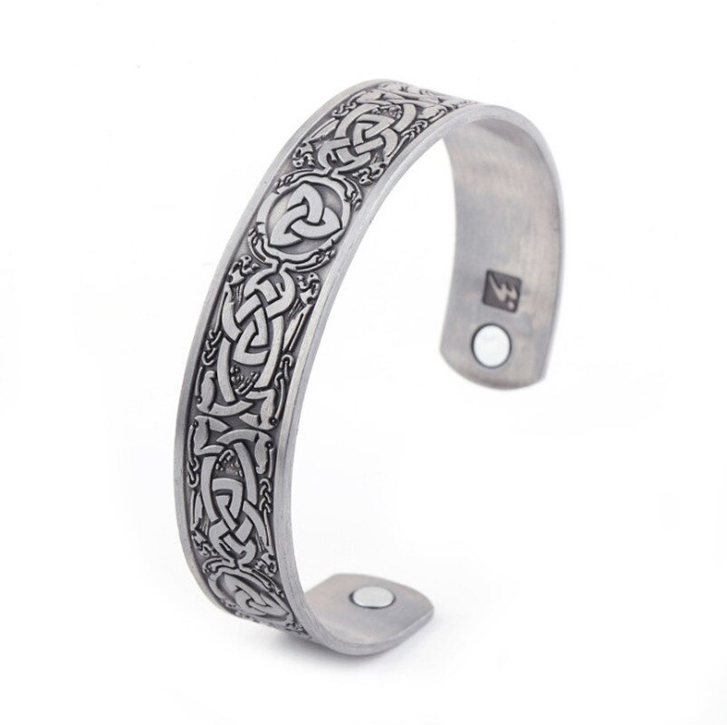 Mode Glamour Mannen Viking Manchet Armband Antiek Zilver Nordic Stijl Mannen Vintage Sieraden: Silver Plated