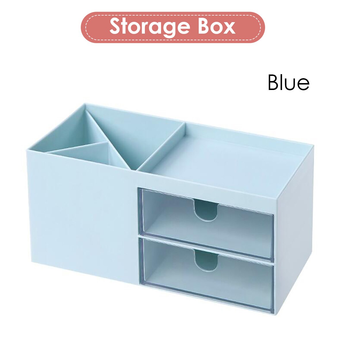 2-Tiers Wooden Computer Desktop Monitor Stand Shelf PC Monitor Riser For Notebook TV Screen Riser With Storage Organizer Shelf: Blue storage box