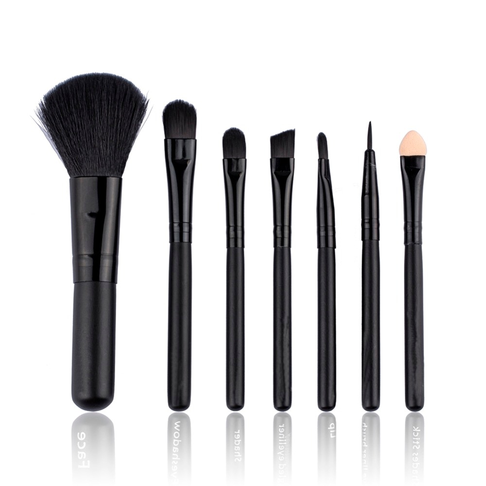 BBL 7 stks/set MINI Zwarte Make-Up Set Oogschaduw Borstels Blush Blending voor Eye Eyeliner Lip Brush Draagbare Reizen Cosmetische Hulpmiddelen