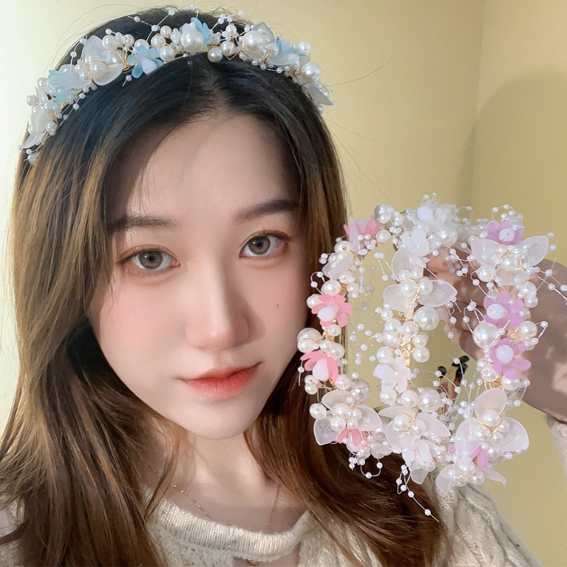 White Flowers Headband Bridal Wedding Hair Accessories Girls Dress Garland Princess Crown Hairband Hair Jewelry