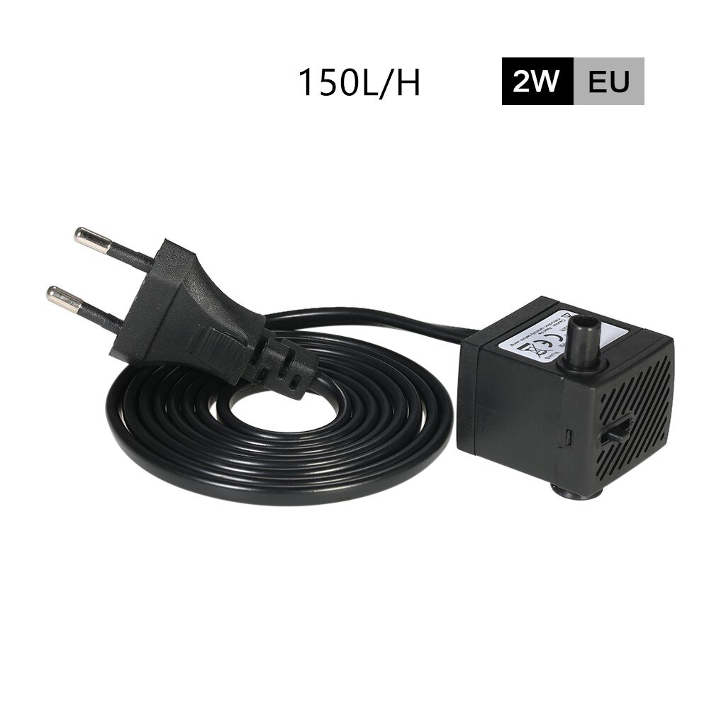 Aquarium Water Pump 220V Ultra Quiet Submersible Water Pump Filter Fish 2/2.5/4W Pond Fountain Aquarium Tank 150/180/280L/H: EU Plug 2W