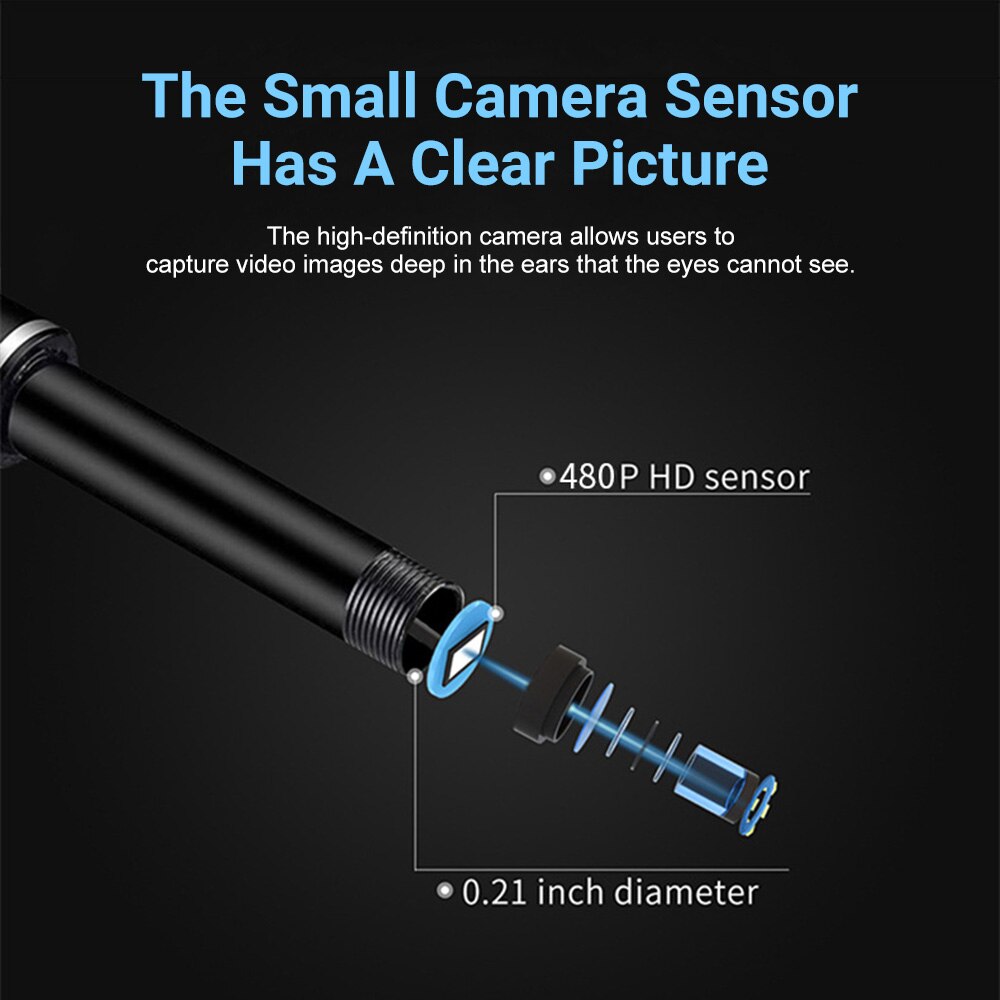 Oor Schoonmaken Endoscoop 3 In1 Usb Hd Visuele Oor Lepel 5.5Mm Mini