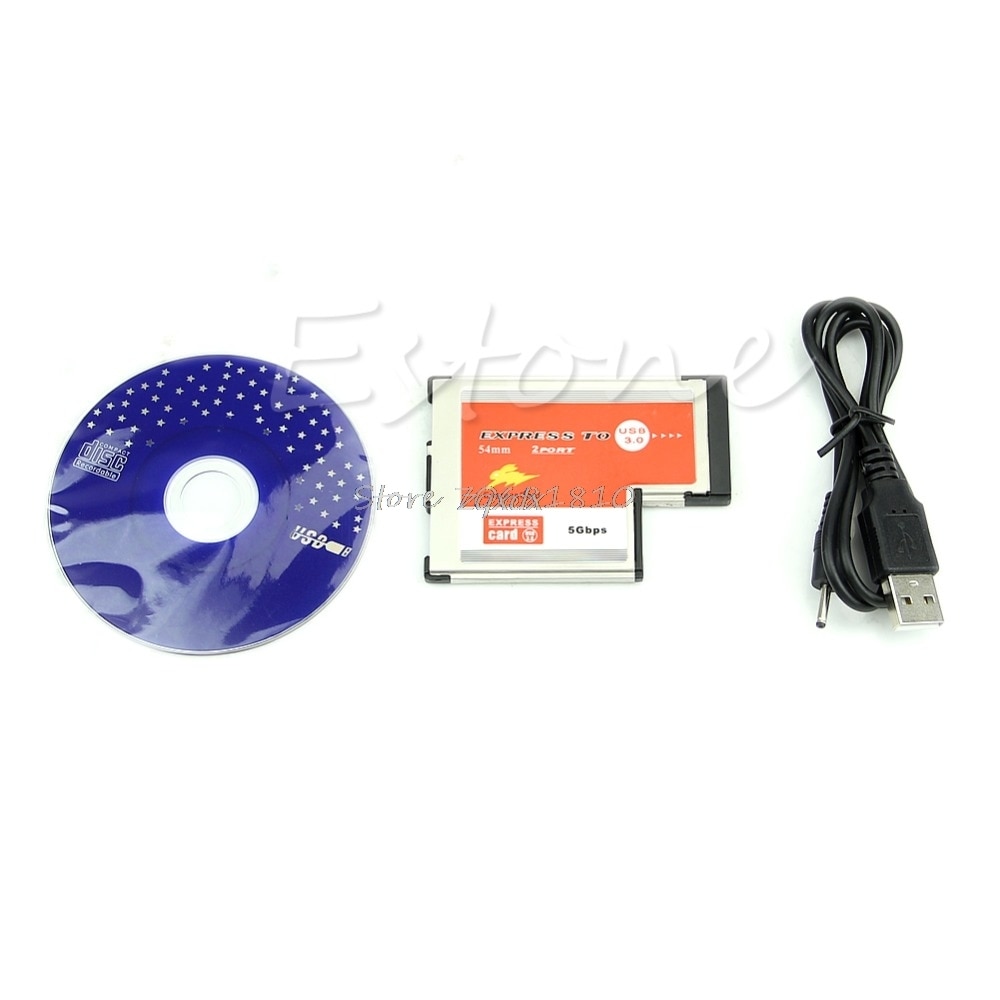 2 Dual Port USB 3.0 HUB Express Card ExpressCard 54mm Hidden Adapter For Laptop Whosale&amp