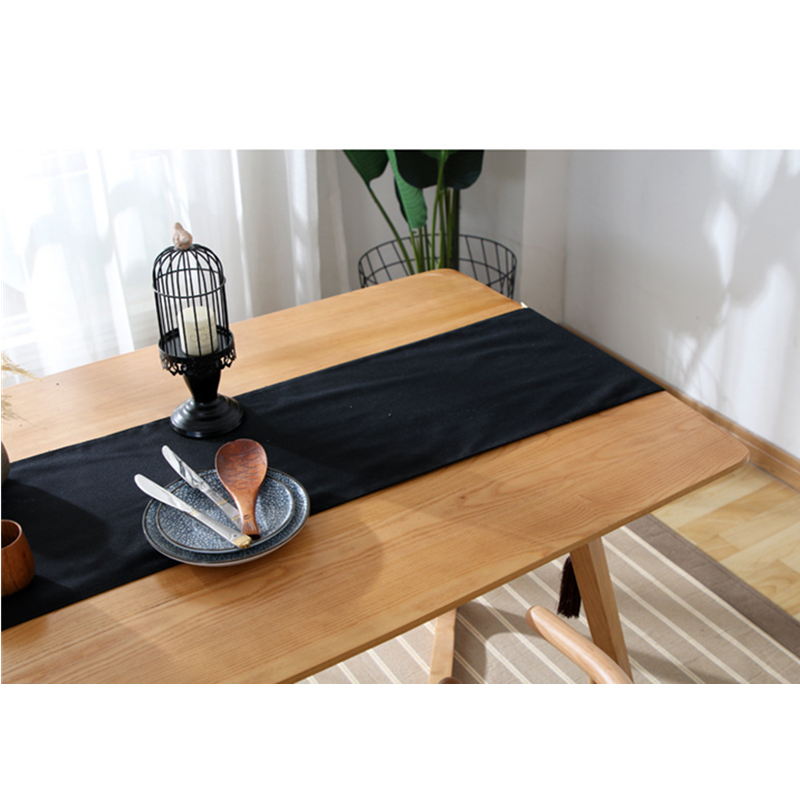 Solid Black/White Table Runners With Tassel Coffee Table Top Cover Home Hotel Tablecloth Modern Runners For Wedding Party Decor