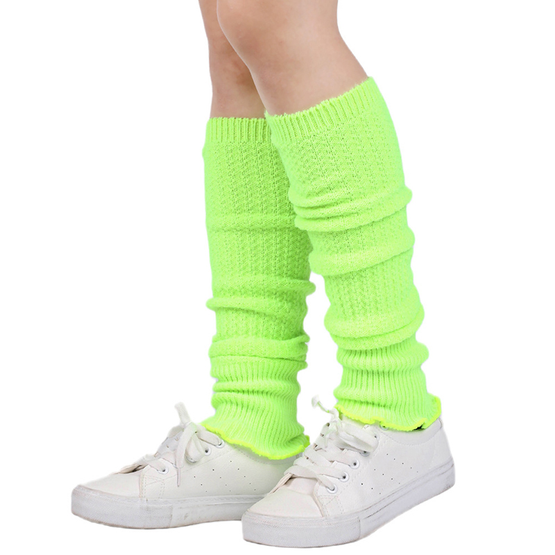 Women's Leg Warmer Soft Knitted Foot Cover Candy Color All-match Warming Boot Stockings 1 Pair Winter Loose Over Knee Socks: fluorescein yellow