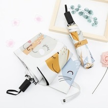 Fox smiling face image wind protection and reinforcement sunshade umbrella black plastic sunshade umbrella cartoon fold