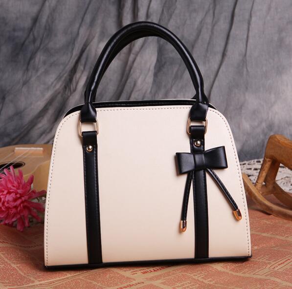 Casual lederen Vrouwelijke handtas strik schoudertas crossbody tassen voor vrouwen messenger bag Lady bolsa feminina: Beige