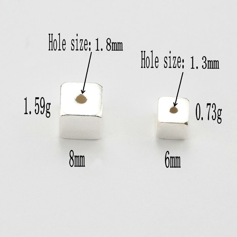 Uma peça 925 prata esterlina grânulos de prata 925 jóias descobertas praça suave contas de jóias para pulseira de prata & colar