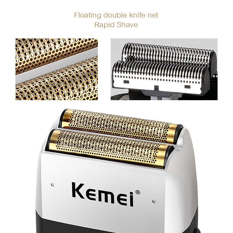 Máquina de afeitar eléctrica 3D, afeitadora Triple flotante de doble hoja, lavable, recargable por USB, portátil, 45G