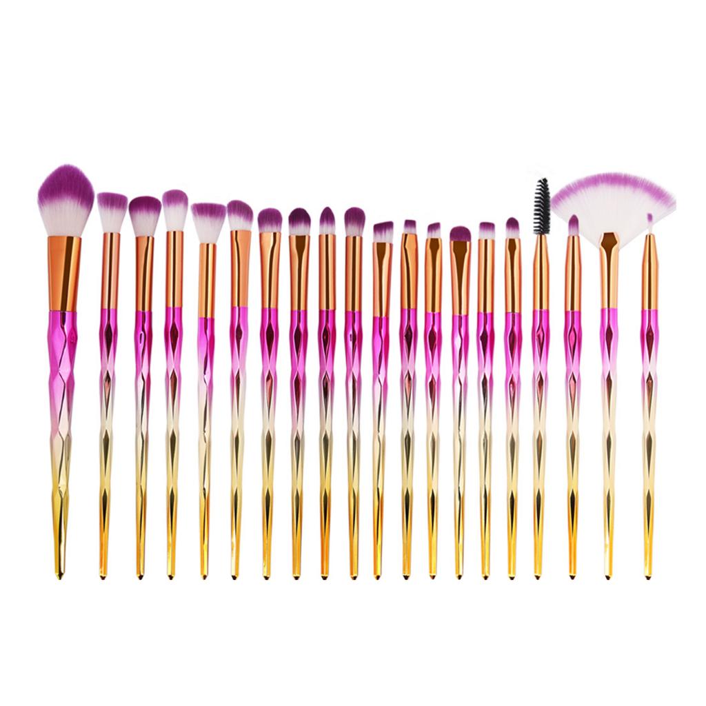 Eenhoorn oogschaduwset, make-up foundation, cosmetische penselen, make-up blending kwastenset, eyeliner, wimpers: Roze zilver