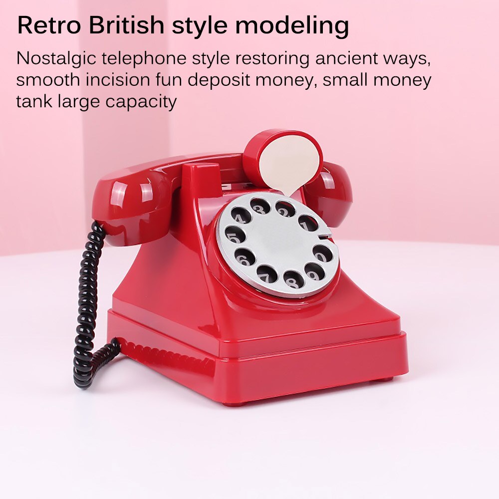 Retro Telephone Piggy Bank Plastic For Kids Home Living Room Wine Cabinet Decorative Ornaments Craft