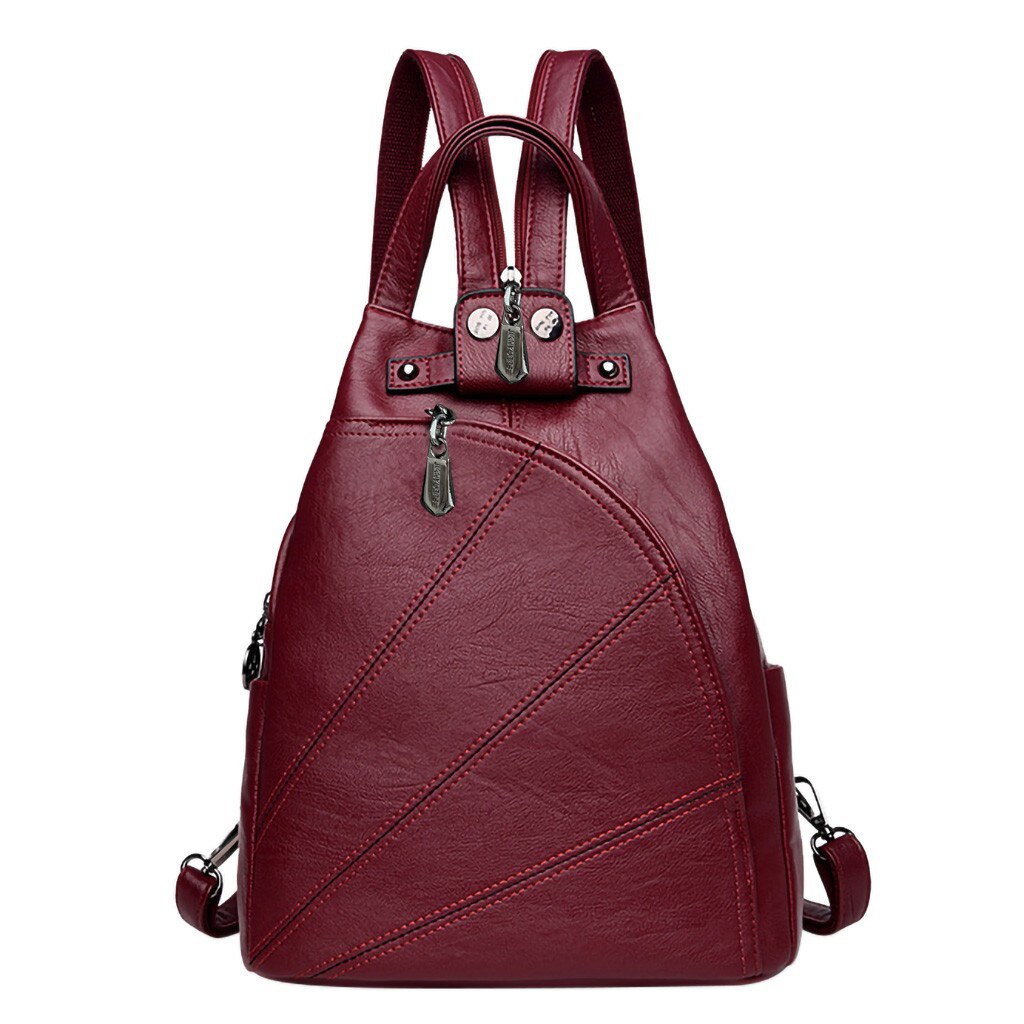 sac à dos en cuir pour femmes rétro voyage collège cartable sacs à dos pour adolescentes solide sac à main sac d'école mochila: wine