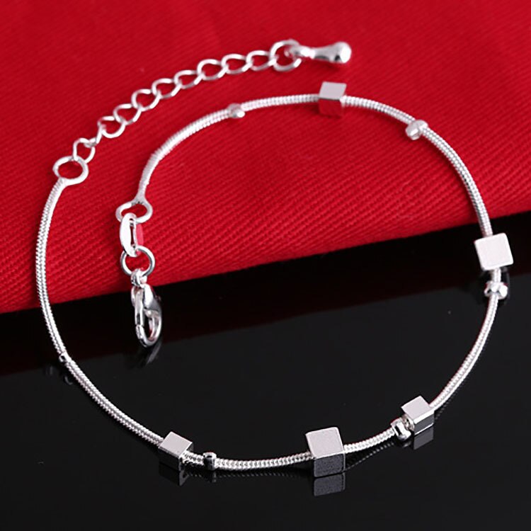 Eenvoudige Vierkante Grid Hamsa Stempel Enkelband Armband Op De Been Voor Vrouwen Zandstrand Plata Plated Chian Op Voet Meisje enkelband