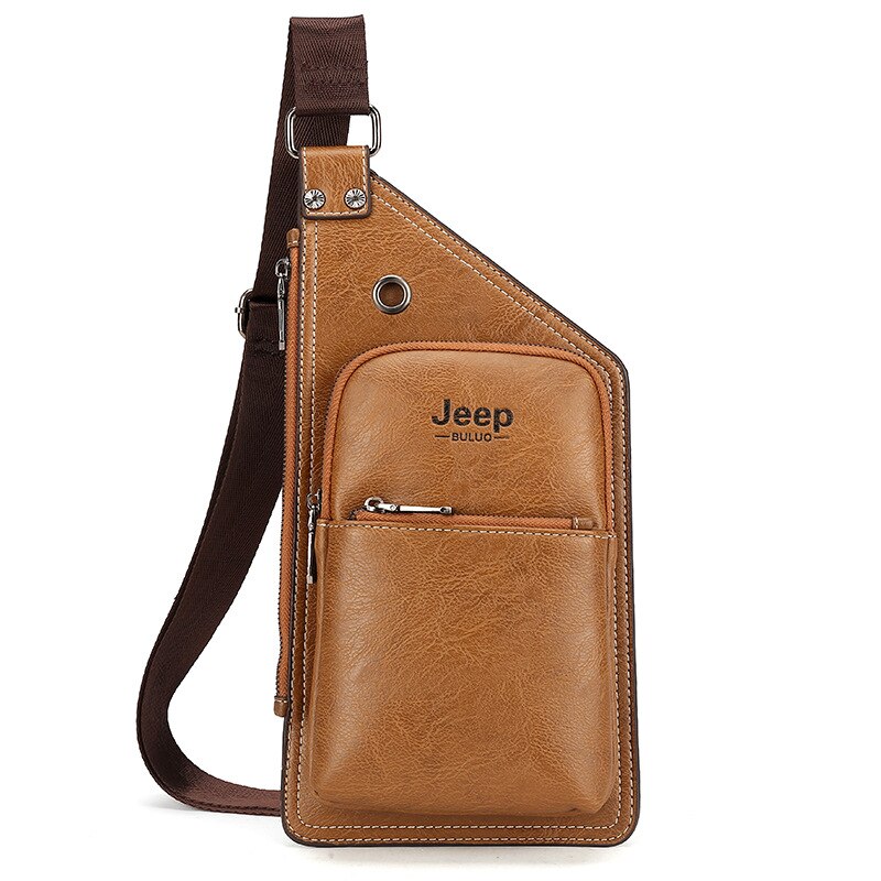 Jeepbuluo – sac de poitrine rétro décontracté pour hommes, sac messager à épaule assorti pour tout, été: Khaki