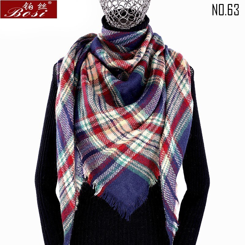Winter Kasjmier Plaid Sjaal Sjaal Vrouw Poncho Driehoek Luxe Bandana Pashmina Wrap Grote Stola Luxe: 63