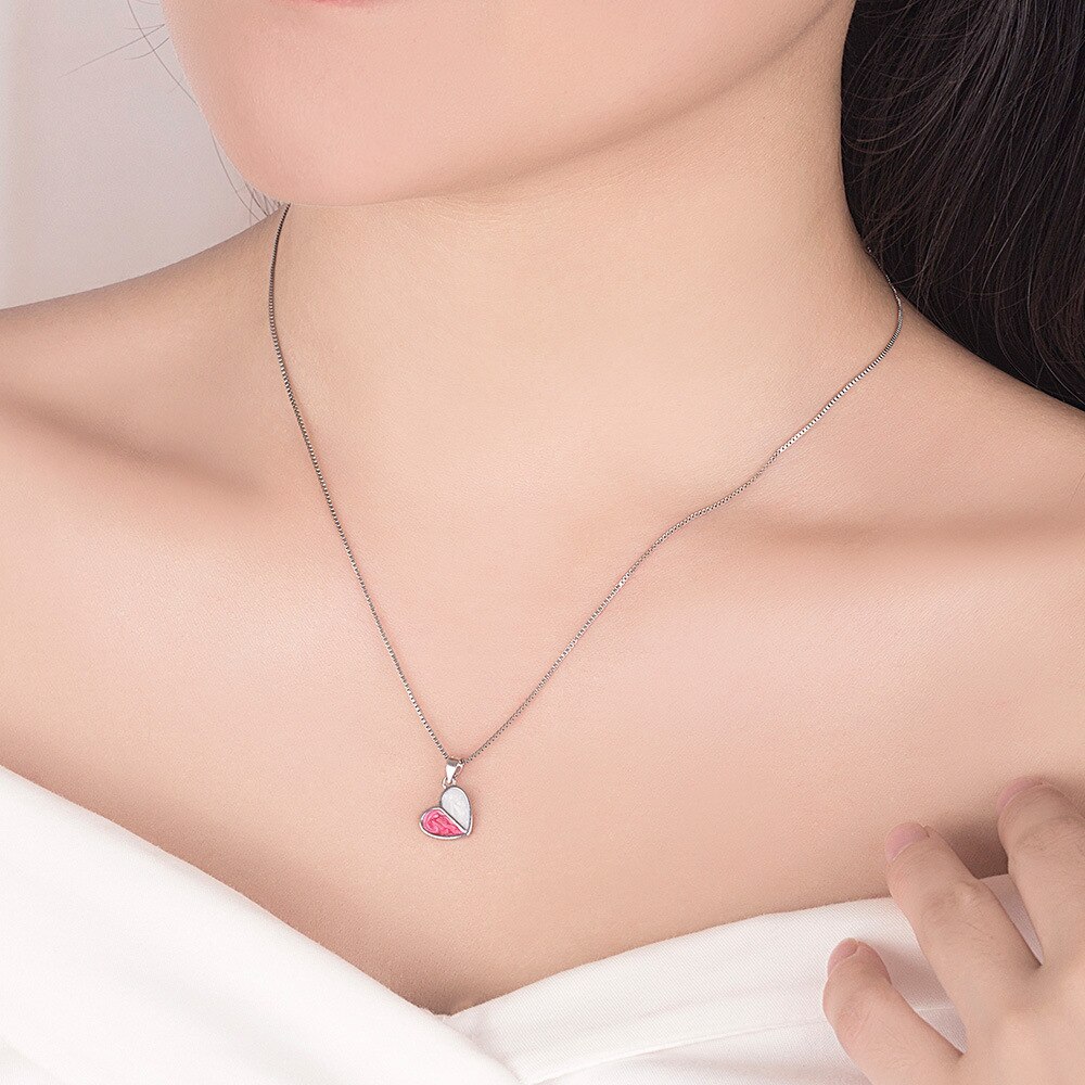 Neue 925 Silber Überzogene Frauen Halsketten köstlich Nette Herz-Förmigen Anhänger Schlüsselbein Kette Schmuck Länge 45CM