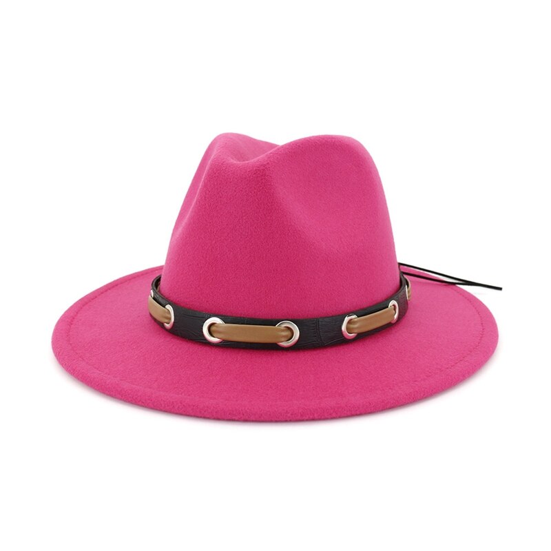Belt Autumn Winter Adjustable Women Red Felt Hat Casual Tide Solid Color Simple Korean Version Adult Cap Jazz Hat: 09