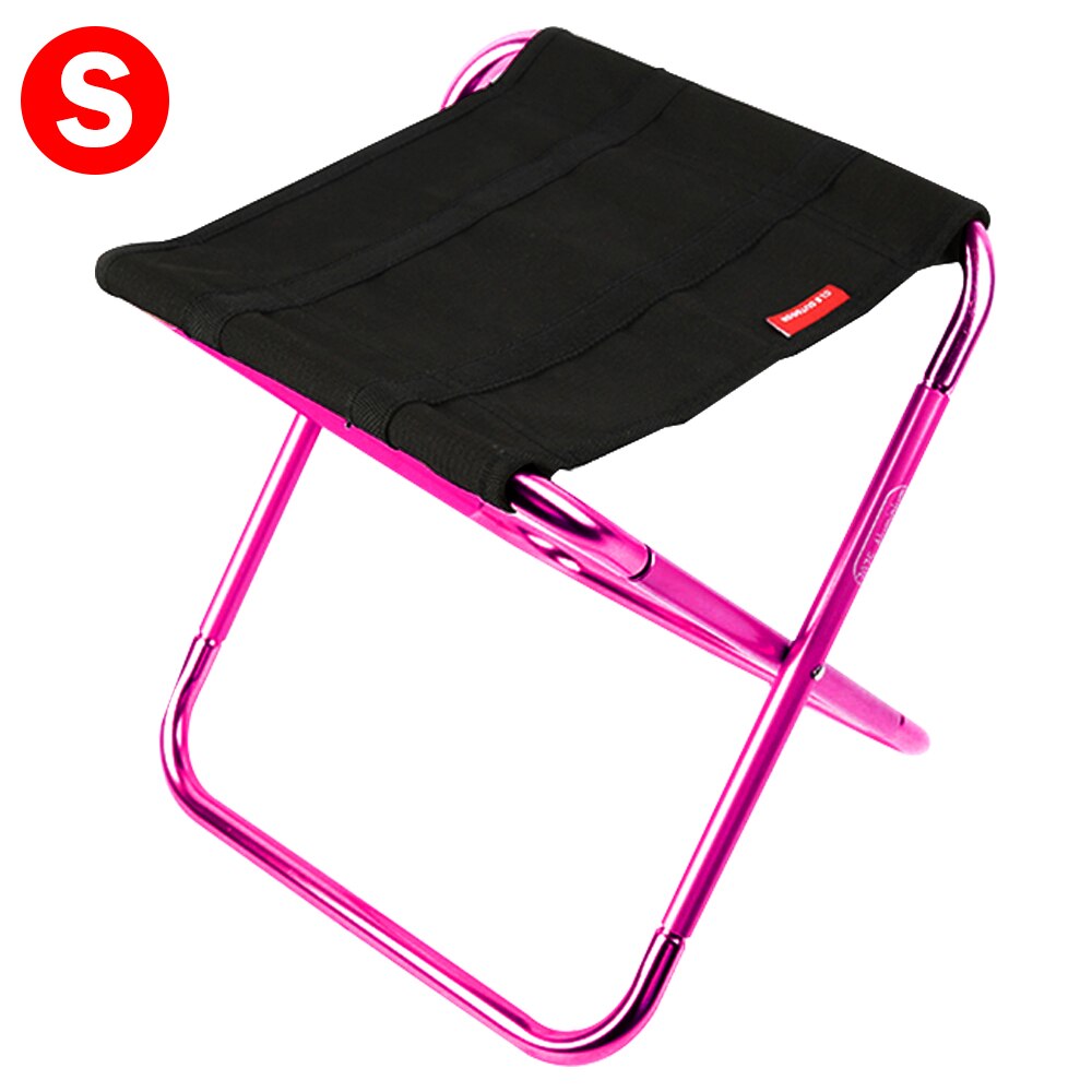 sfit Outdoor Foldable Fishing Chair Ultra Light Weight Portable Folding Camping Aluminum Alloy Picnic Fishing Chair with Bag&: rose red S