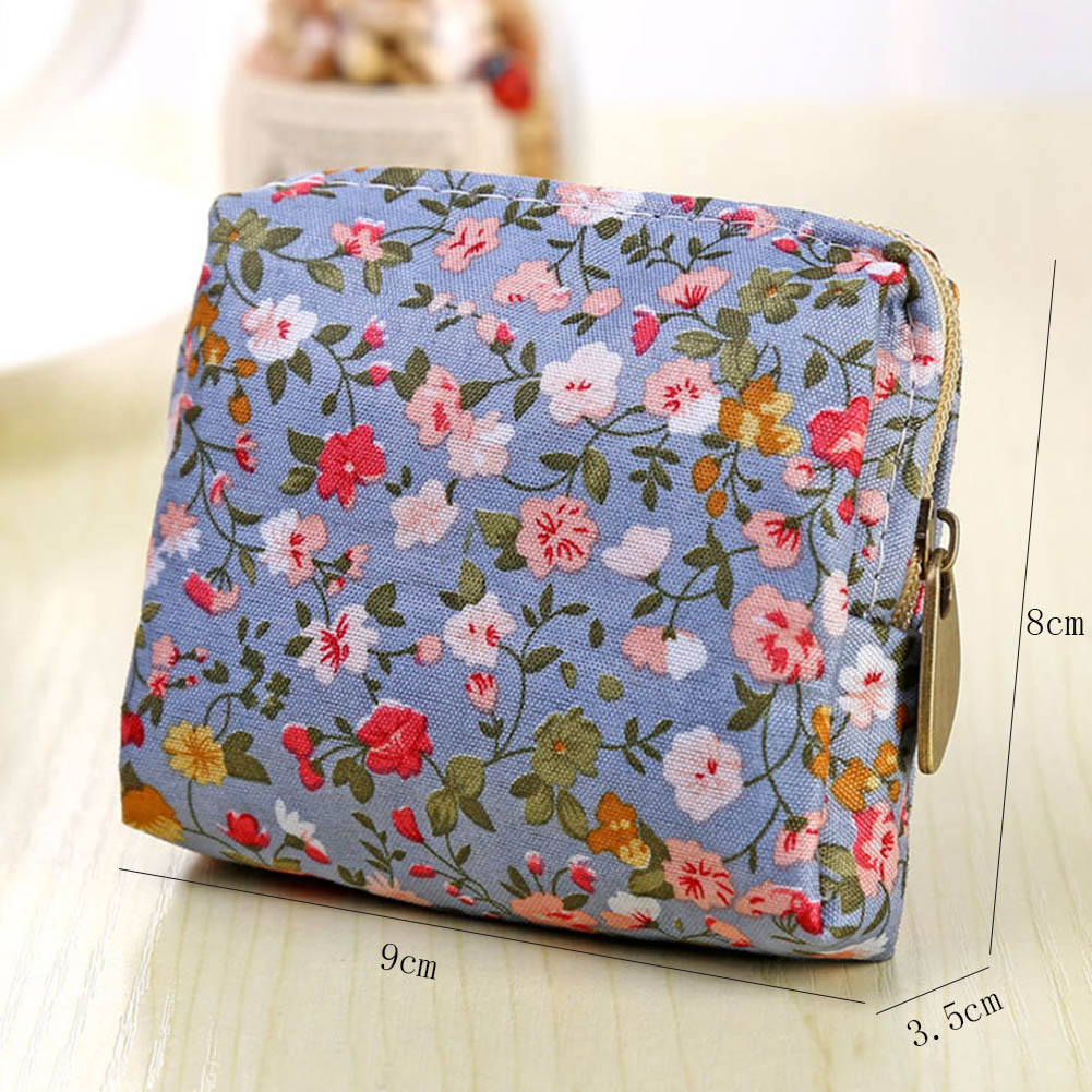 Kvinnor myntväska söt blommatryck damer liten plånbok ficka headset linje påse kreditkortshållare läppstift väska flicka
