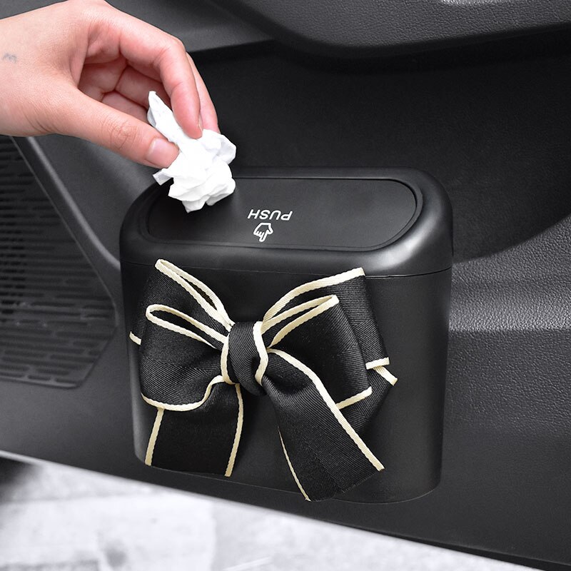 Leuke Strik Auto Prullenbak Opknoping Voertuig Vuilnis Stofhoes Opbergdoos Drukken Type Prullenbak Auto Interieur Accessoires