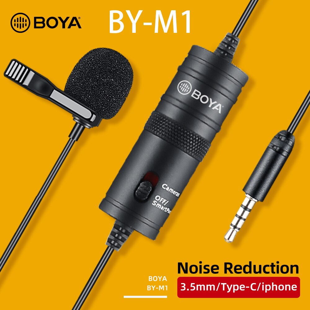 BOYA BY-M1 Pro Lavalier Microphone Clip-on Condenser Mic Wired 3.5mm Mic for iPhone Android Smartphone Vlog DSLR Camcorder Audio: BY-M1